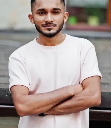 stylish indian beard man pink tshirt india model posed outdoor streets city ezgif.com crop